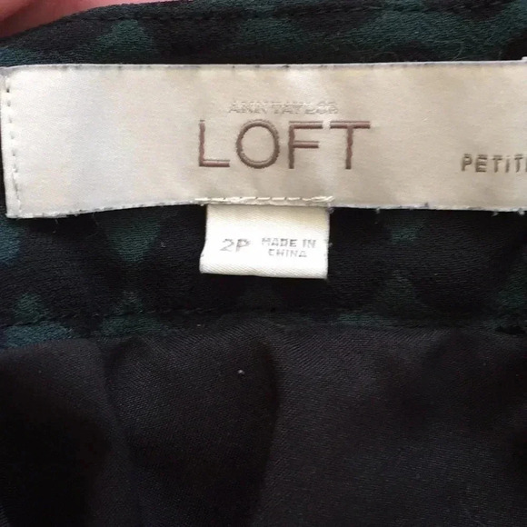 LOFT EUC Pleated Green and Black Polka Dot Skirt 2P - Picture 2 of 2